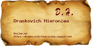 Draskovich Hieronima névjegykártya